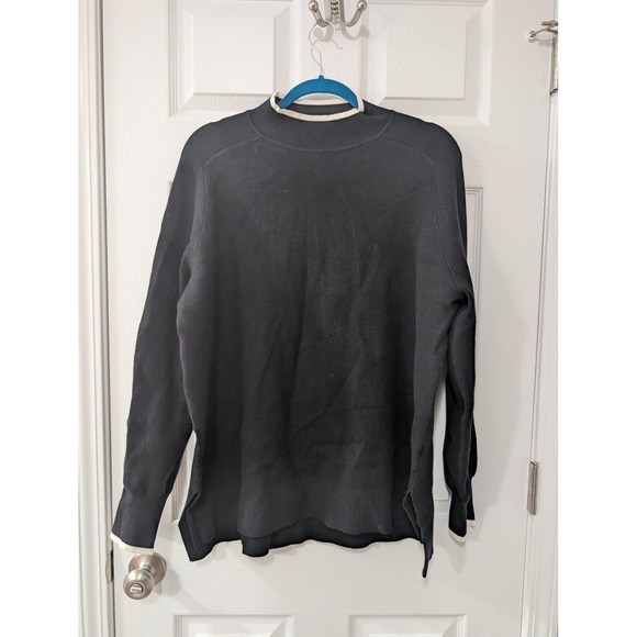 Maeve Sweaters - Maeve Anthropologie, Medium, Mock Neck Black Oversized Sweater, Classic